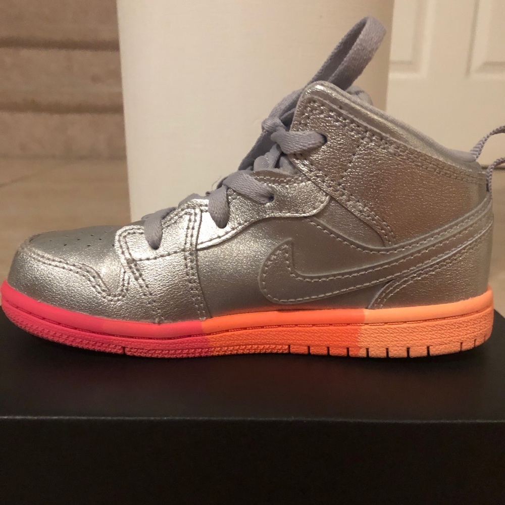 Nike Little Kid metallic and multi color Jordan’s